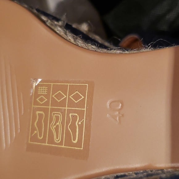 French Blu New POPEYE Espadrille Platform Wedge Sandal NIB Navy Tan Women's 40 - Picture 7 of 14